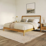 King Spindle Bed Mid Century Modern - Caramel
