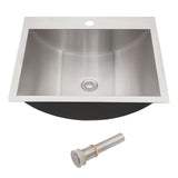21 X 17" Drop In Bathroom Sink With Pop Up Drain, Stainless Steel Su304, Durable & Rust Resistant, Easy Installation - Brushed Nickel