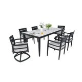 Modern Outdoor Patio Dining Set With Table And Chairs With Sunbrella Cushions