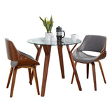 Folia - 3 Piece Dining Set Round Fabrizzi Mid-Century Modern - Walnut / Gray