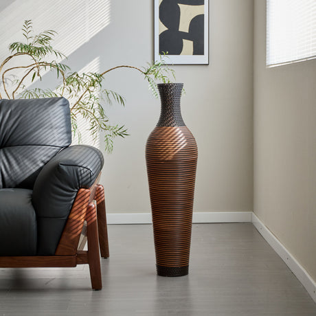 Tall Standing Designer Floor Vases With Elegant 2 Tone Finishes Ideal For Decorating Living Rooms, Bedrooms, Entryways Perfect For Decorating Your Home - Black / Gray