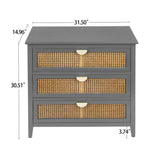 3 Drawer Cabinet, Natural Rattan, American Furniture