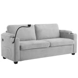 Corduroy Sleeper Sofa Loveseat Sofa With Full Size Mattress, 2 USB Ports, 2 Cup Holders, 2 Side Pockets And Phone Holder