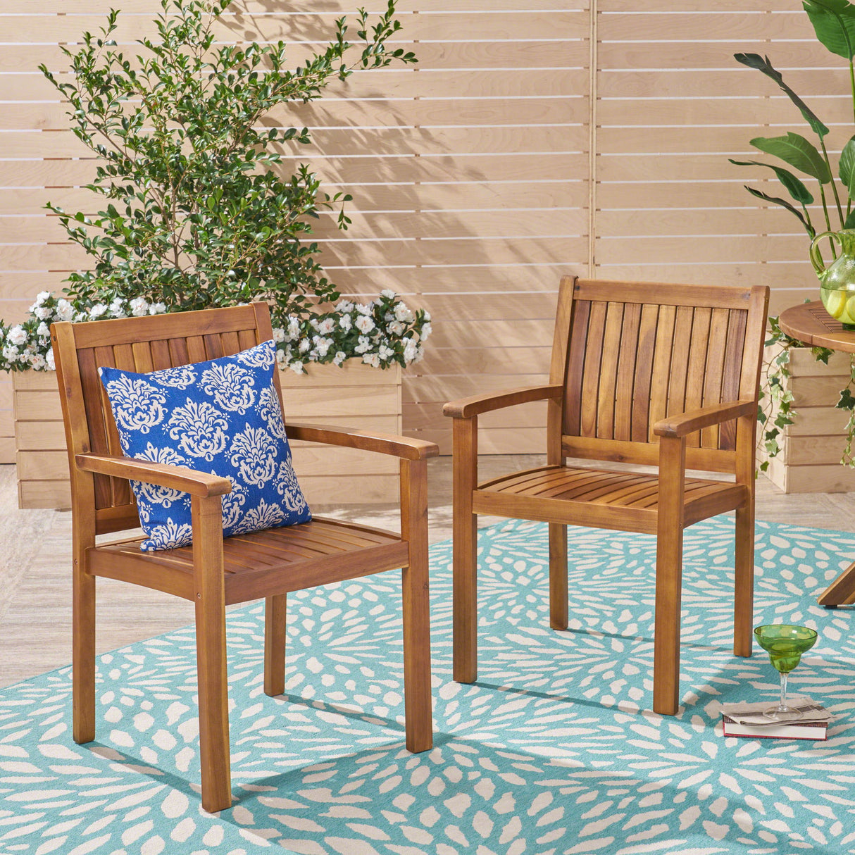 Amethyst - Outdoor Dining Chair With Slat Design (Set of 2) - Natural