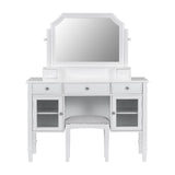 Elegant Makeup Vanity Desk With Adjustable Mirror And Storage And Construction - White