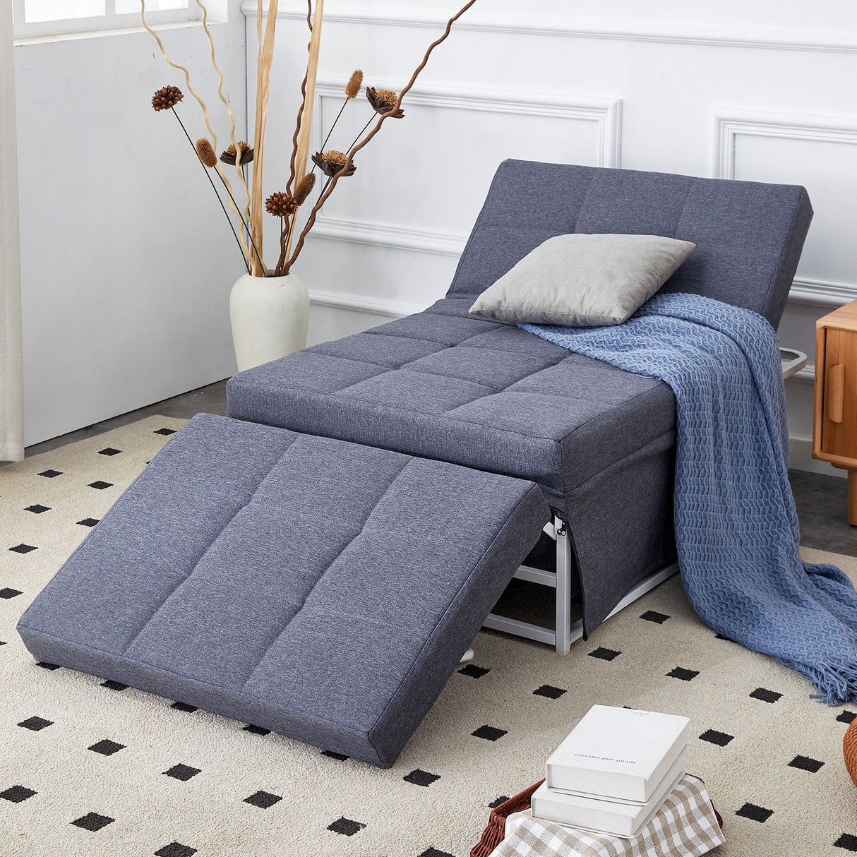 Modern Convertible Sofa Bed 4 In 1 Folding Ottoman Sleeper With Adjustable Backrest