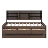 Captain Bed With Built In Bookshelves, 3 Storage Drawers, And Trundle