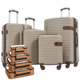 4 Piece Luggage Suitcase Set, Hard Shell Lightweight Expandable Travel Luggage With 4 Packing Cubes