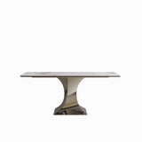 Modern Rectangular Dining Table For 6 - 8, Plated Hourglass Base