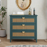 3 Drawer Cabinet, Natural Rattan, American Furniture
