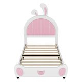 Upholstered Platform Bed With Rabbit Shaped Headboard
