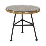 Petrichor - Outdoor Side Table With Tempered Glass And Steel Frame