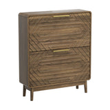 Freestanding Shoe Cabinet With 2 Flip Top Drawers For Entryway - Walnut