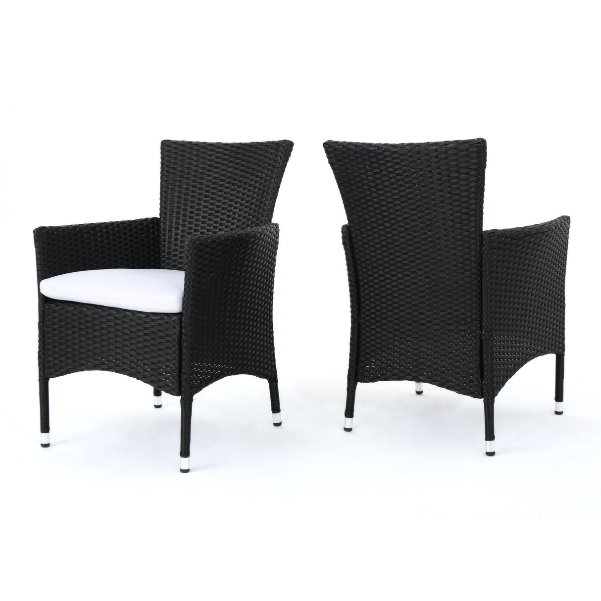 Dimensional Outdoor Dining Chair With Cushion Seat And Iron Frame (Set of 2)