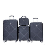 4 Piece Lightweight Suitcase, Makeup Box, Aircraft Wheels