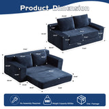 Loveseat Sofa, Comfortable Deep Seat Sofa Bed, Modern Small Corduroy Couch For Living Room Bedroom,Reversible Cushion With Pillows,No Assembly Required, Dark Blue