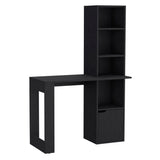 Writing Desk With Bookcase And Cabinet - Black