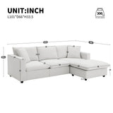 Modern Sectional Sofa With Throw Pillows, Cloud L Shaped Couch Set With Wide 4 Seat Comfy Couch Set With Movable Ottoman