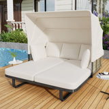 Outdoor Patio Rattan Daybed With Detachable Pillows