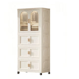 Folding Wardrobe Cabinet With Magnetic Doors, Wheels And Hangers