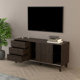 Parker - TV Stand With Sliding Doors And Drawers - Dark Brown
