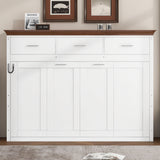 Twin Size Murphy Bed With 3 Drawers - White