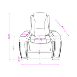 Power Recliner With Power Headrest And LED Bookshelf Arms, USB Charging - Gray