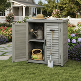 Potting Bench With Storage Cabinet And Metal Table Top For Outdoor