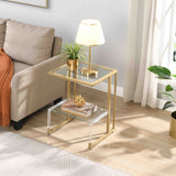 2 Tier Acrylic Glass End Table For Living Room