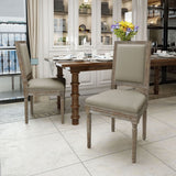 Traditional Style Dining Chair Set With Fabric Upholstery