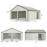 Double Garage Metal Shed With Side Entry Door