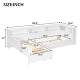 L Shaped Platform Bed With Trundle And Drawer