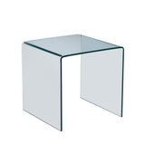 Tempered Bent Glass Sidetable, Transparent End Table, Sofa Table, Premium Glass, Multi Purpose Design - Transparent