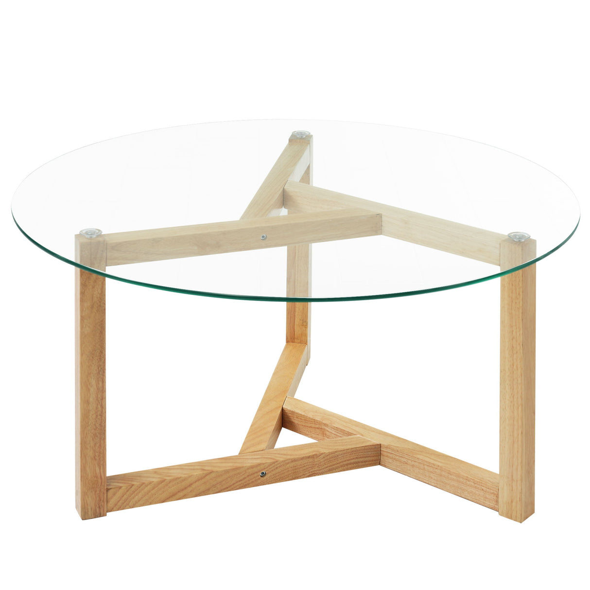 Round Glass Coffee Table Modern Cocktail Table