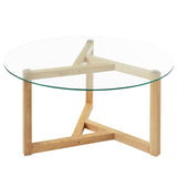 Round Glass Coffee Table Modern Cocktail Table