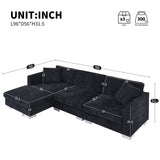 Modern Cloud Sectional Sofa L Shaped Luxury Couch Set With 2 Free Pillows 4 Seat With Oversized Chaise