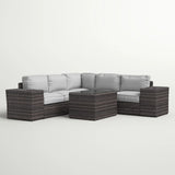 Modern Patio Rattan Sectional Set With Cushions