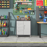 Sturdy Metal Tool Storage Cabinet With Wheels Durable Garage, Office & Home Organizer Steel