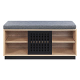 Gamaliel - Bench With Storage - Oak / Espresso