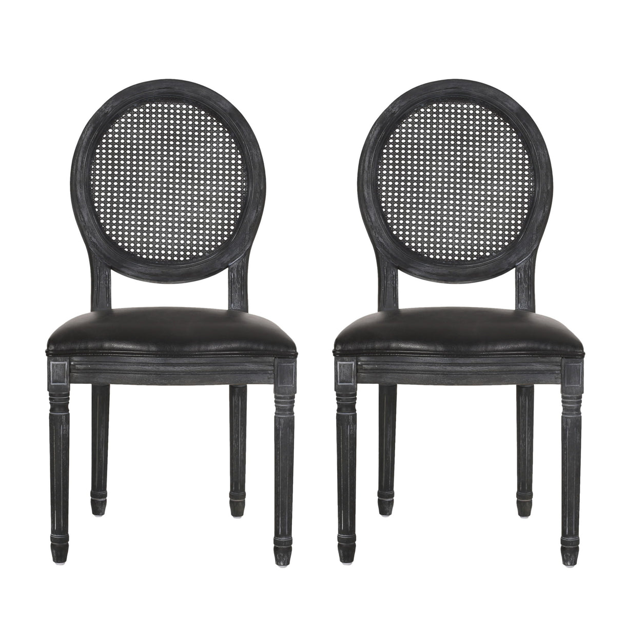French Country Dining Chair With Cane Backrest (Set of 2)