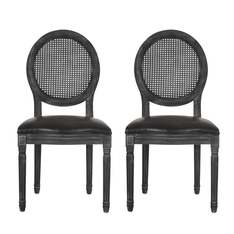 French Country Dining Chair With Cane Backrest (Set of 2)
