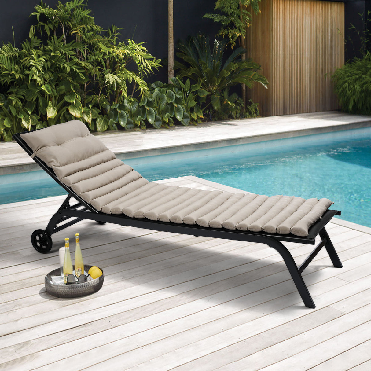 2 Piece Outdoor Chaise Lounge Chair Cushion Set