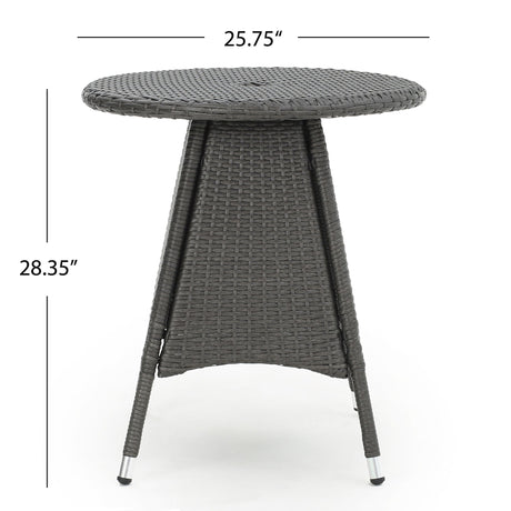 Outdoor Rattan Bistrotable With Surface Round - Gray