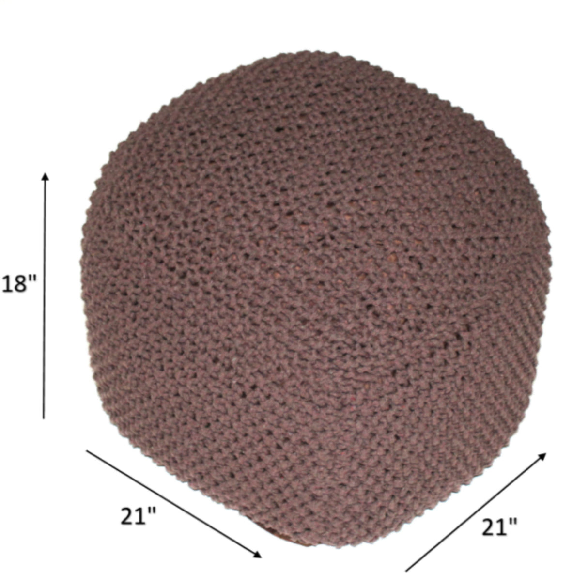 Semi Rounded Pouf, Cable Knitted, Perfect Seating