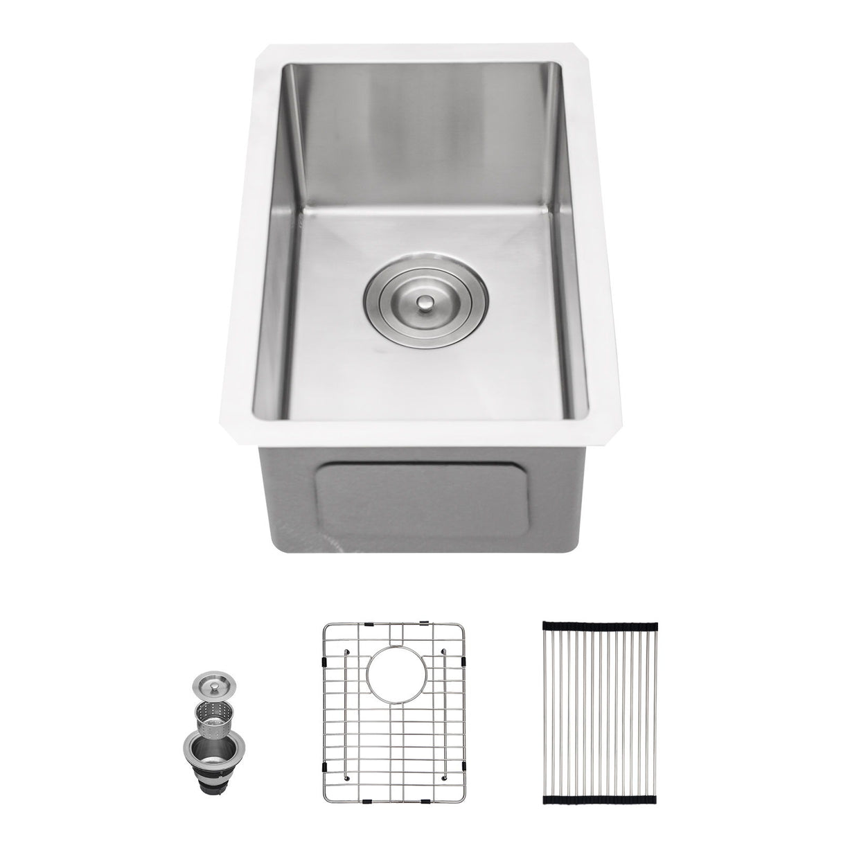 12" Undermount Kitchen Sink, Deep Single Bowl - Brushed Nickel