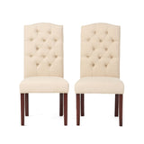 Harriet - Tufted Dining Chair Set Modern Farmhouse Style - Ivory Linen