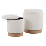 Marla - Contemporary, Nesting Ottoman Set - Natural / Cream