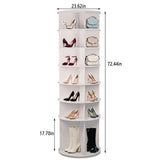 7 Tier Rotating Shoe Rack With High Base Design, Freestanding 360° Organizer For 28 Pairs - White