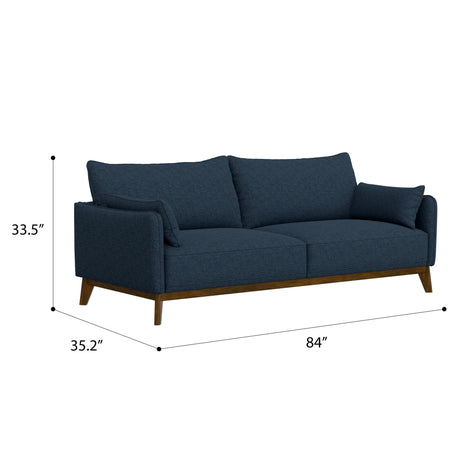 Sofa Wide With Attached Legs - Blue