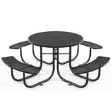 Round Outdoor Steel Picnic Table 46" With Umbrella Pole